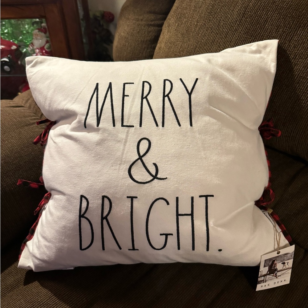 Rae Dunn Farmhouse MERRY & BRIGHT Pillow